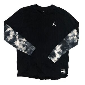 Jordan Brand Jumpman Long Sleeve T-Shirt Black Tie Dye Cloud Print Mens XL
